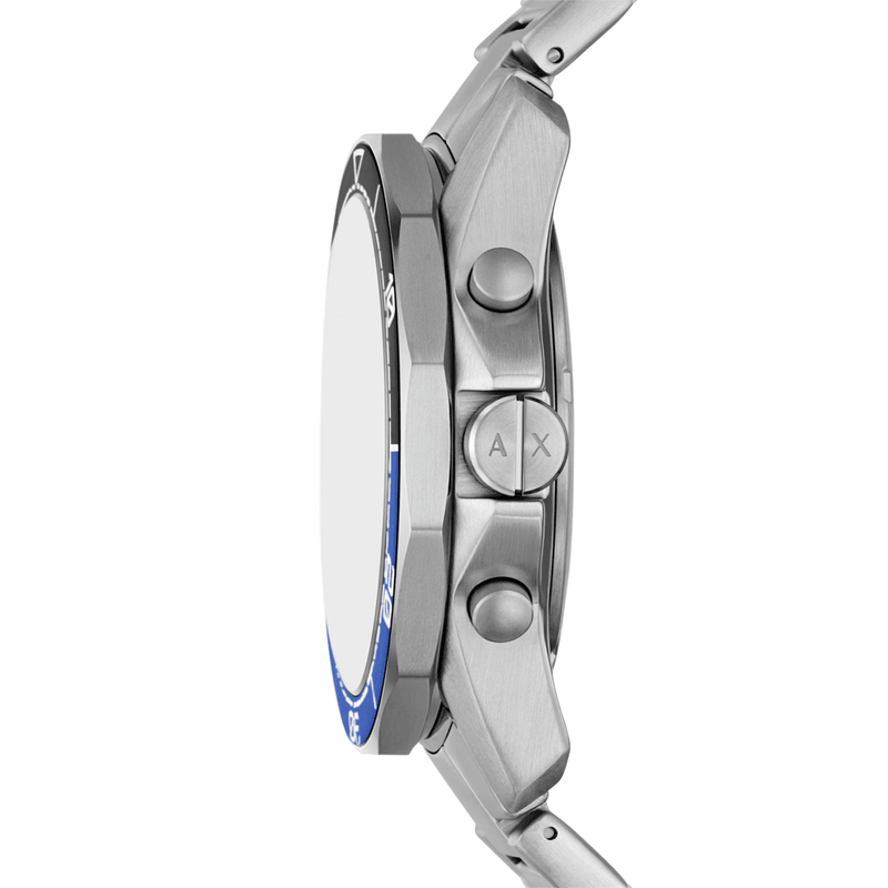 Armani Exchange Spencer Black/Blue Dial Silver Watch - AX7166