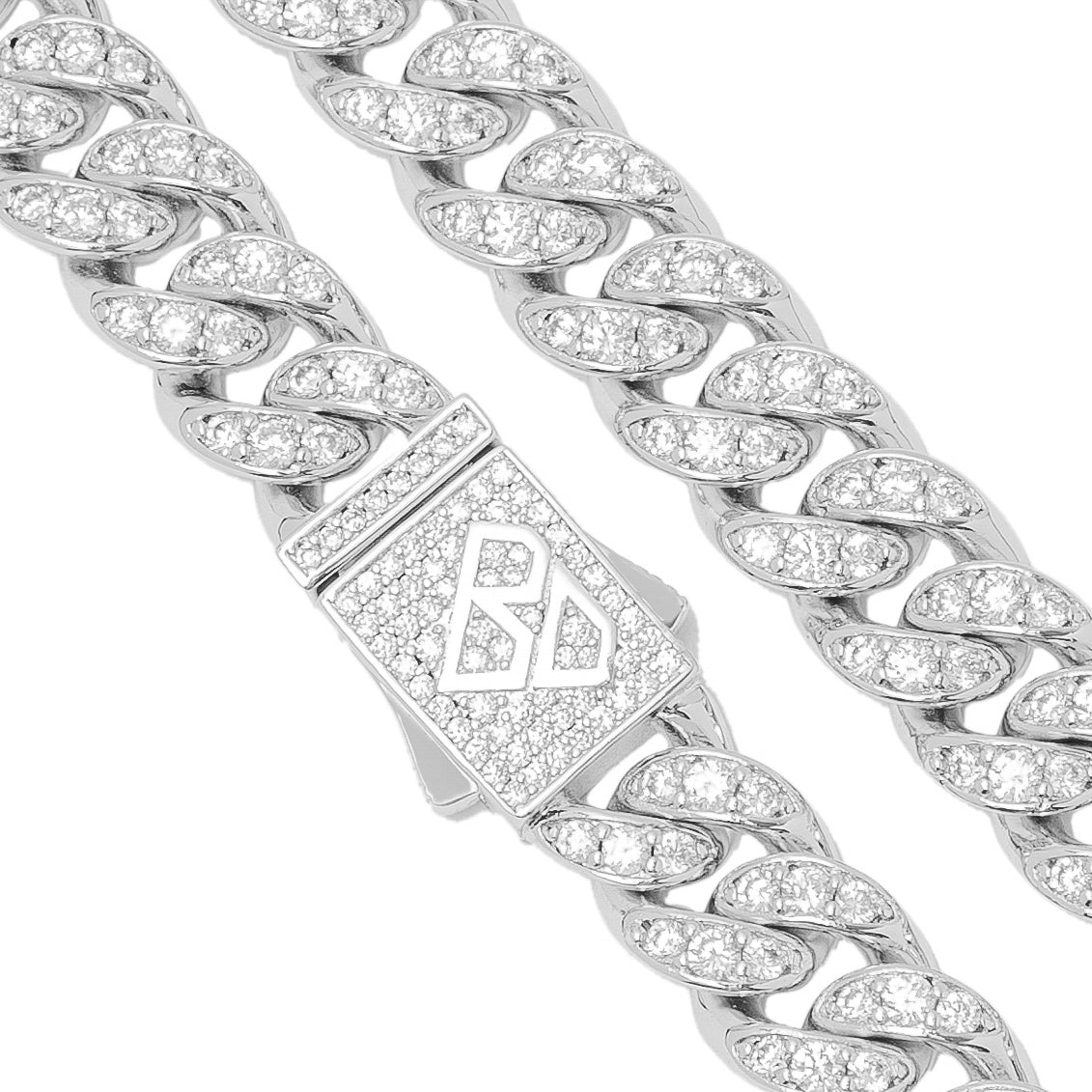 Big Daddy 10MM Iced Out Cuban Link Silver Chain - Chain