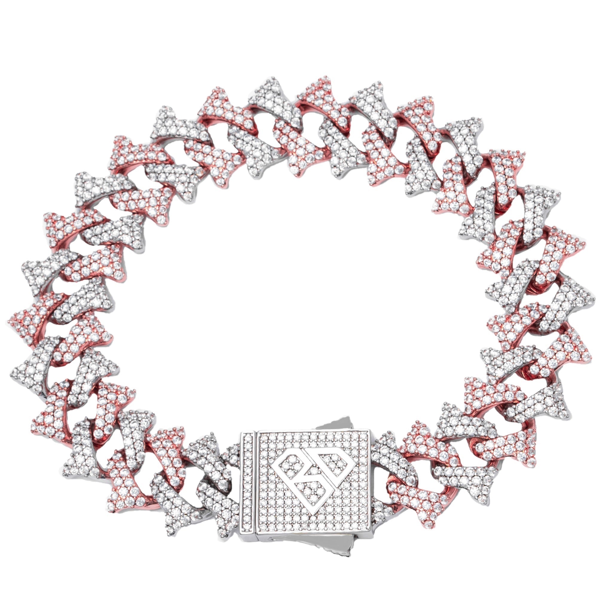 Big Daddy 18MM Solid Two-Tone Spiked Diamond Bracelet - Bracelet