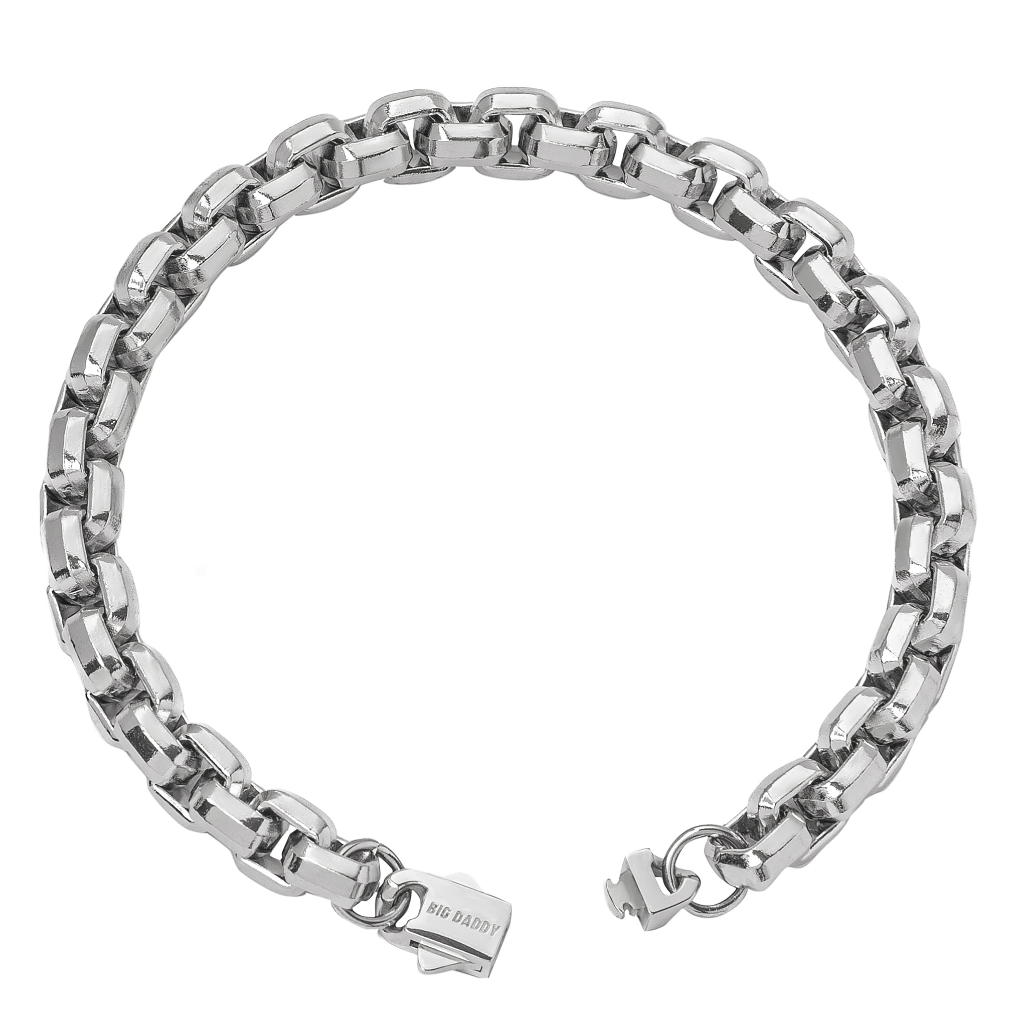 Big Daddy 8MM Silver Steel Franco Box Chain Bracelet - Bracelet
