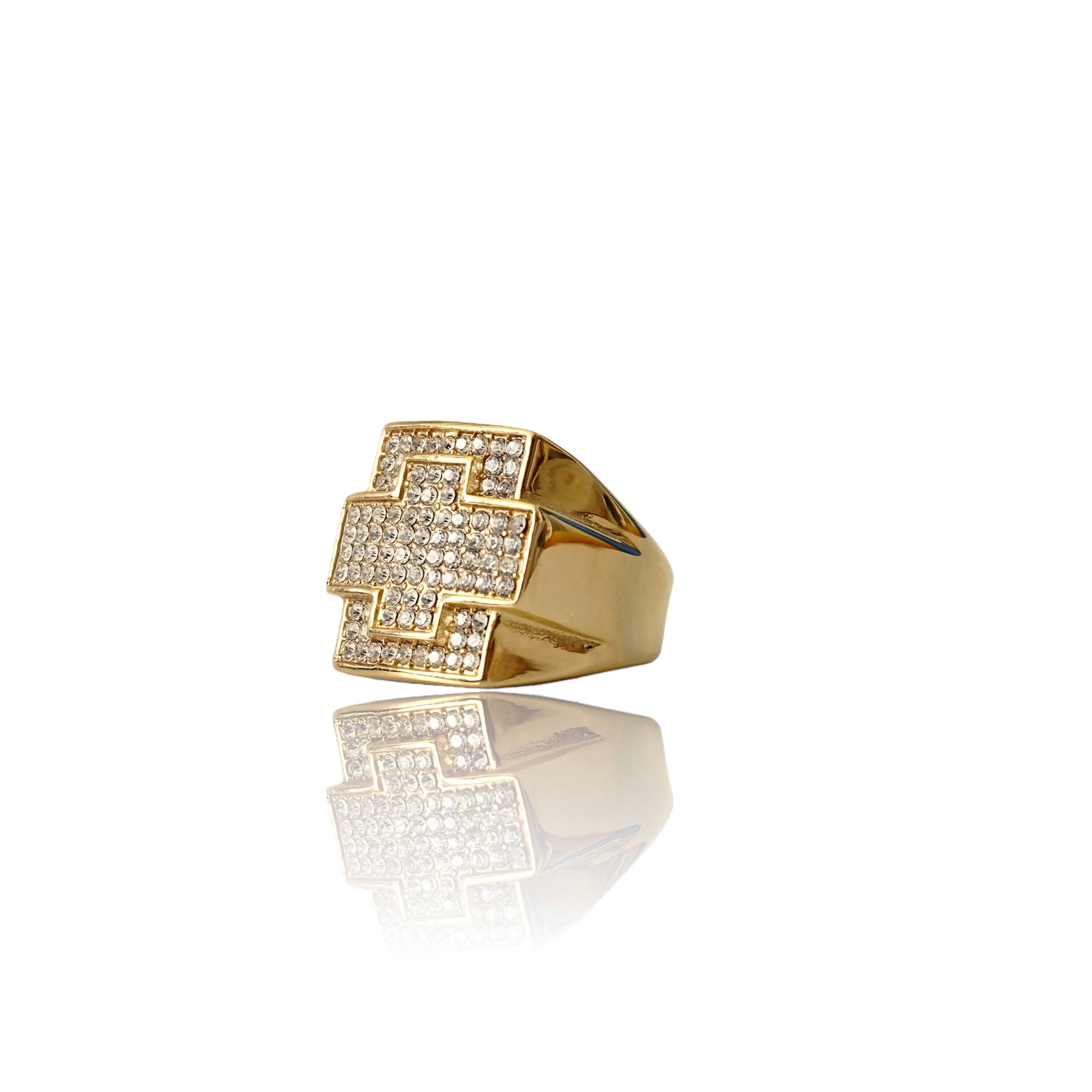 Big Daddy Iced Out Cross Gold Ring - Ring