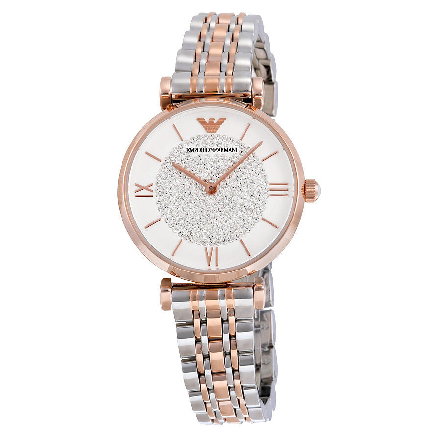 Emporio Armani White Crystal Pave Dial Two-tone Ladies Watch AR1926