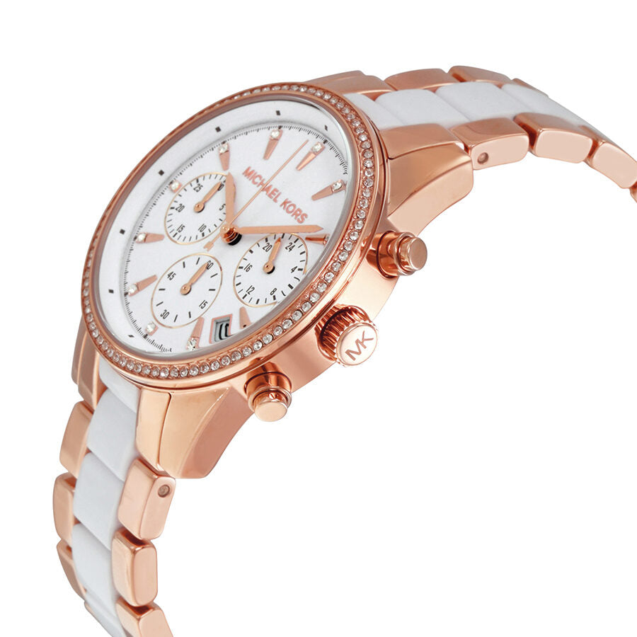 Michael Kors Ritz Quartz Chronograph White Dial Ladies Watch MK6324