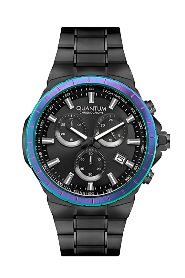 Quantum Black Dial Metal Strap Watch HNG813.650