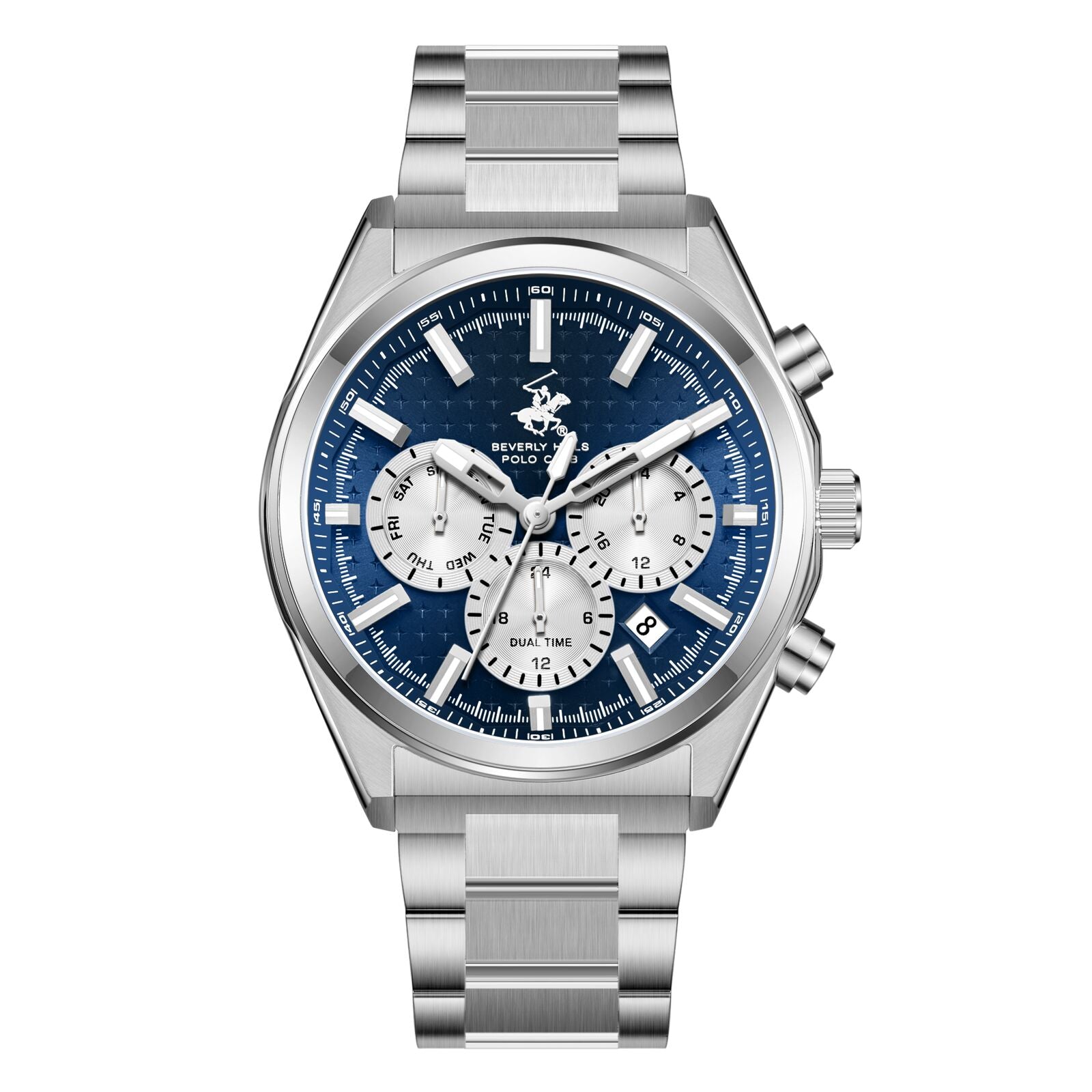 Beverly Hills Polo Club Blue Dial Silver Chrono Watch - BP3831X.390