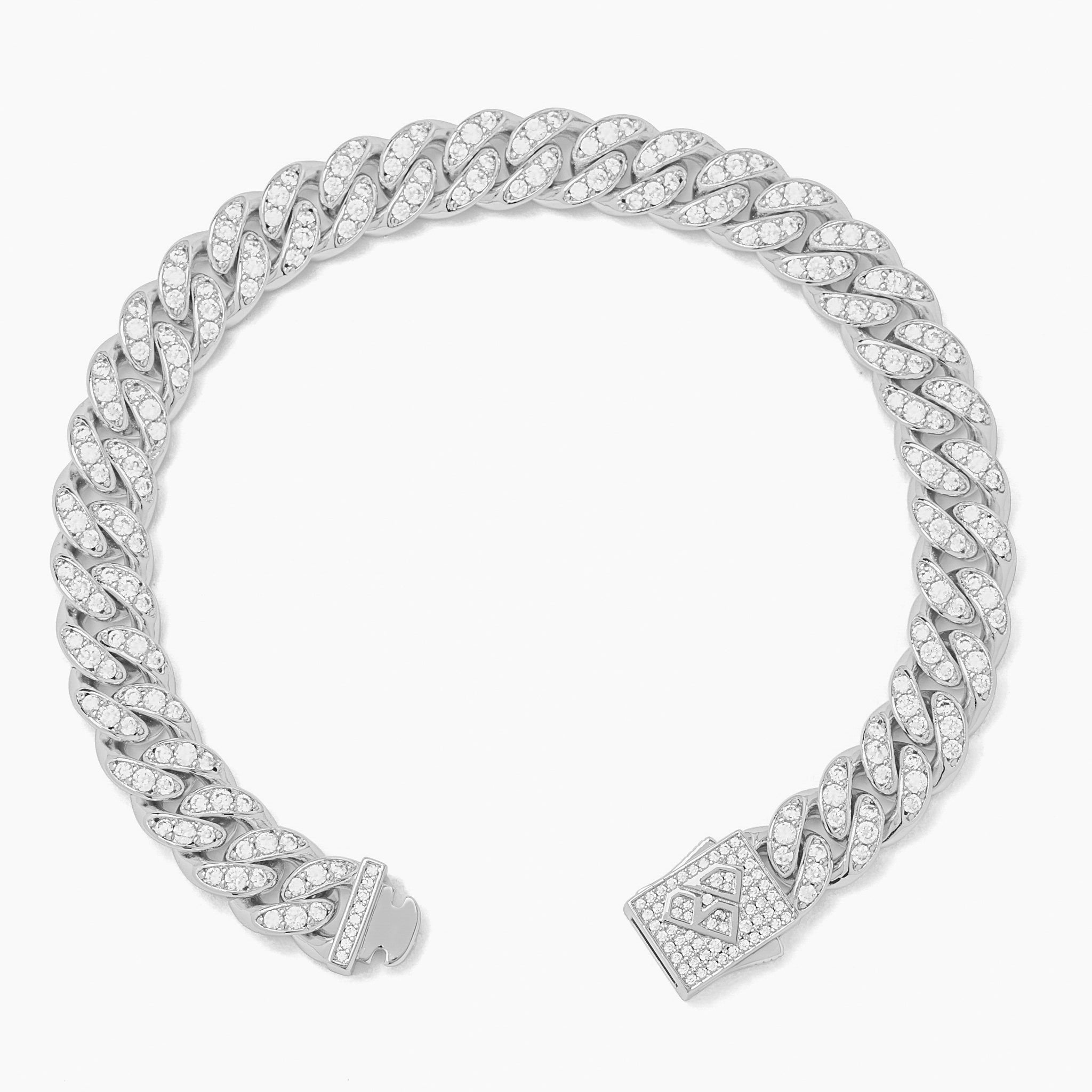 Big Daddy 10MM Iced Out Cuban Link Silver Bracelet - Bracelet
