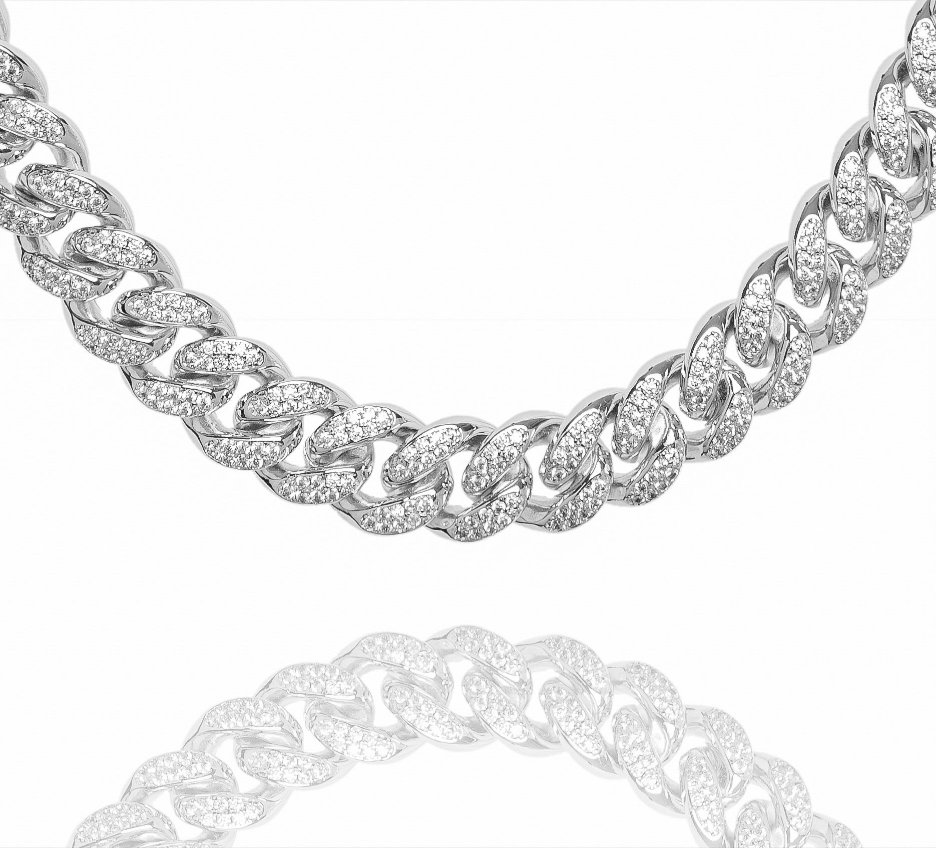 Big Daddy 10MM Iced Out Miami Cuban Link Silver Chain - Chain