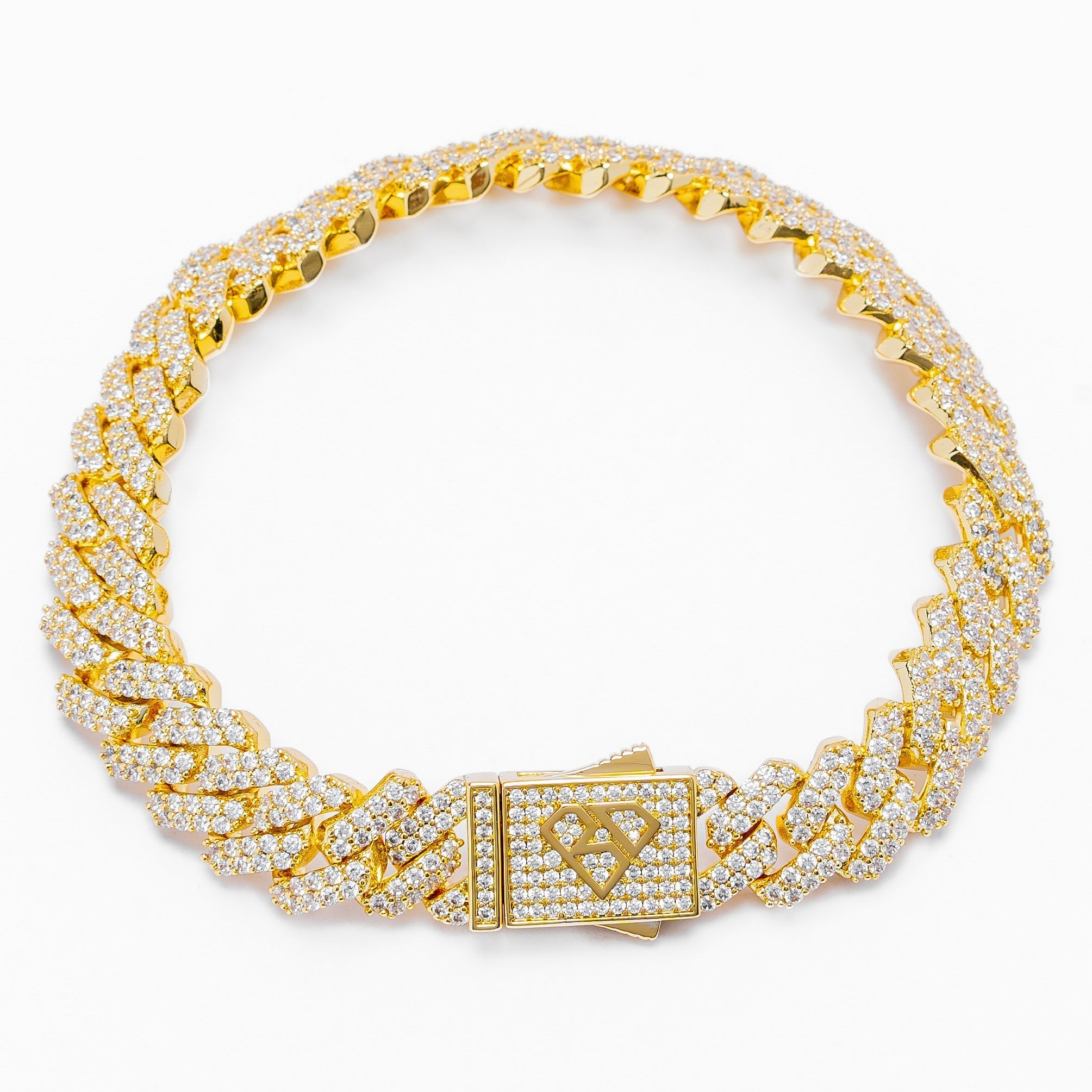 Big Daddy 12MM Full Iced Out Cuban Gold Bracelet - Bracelet