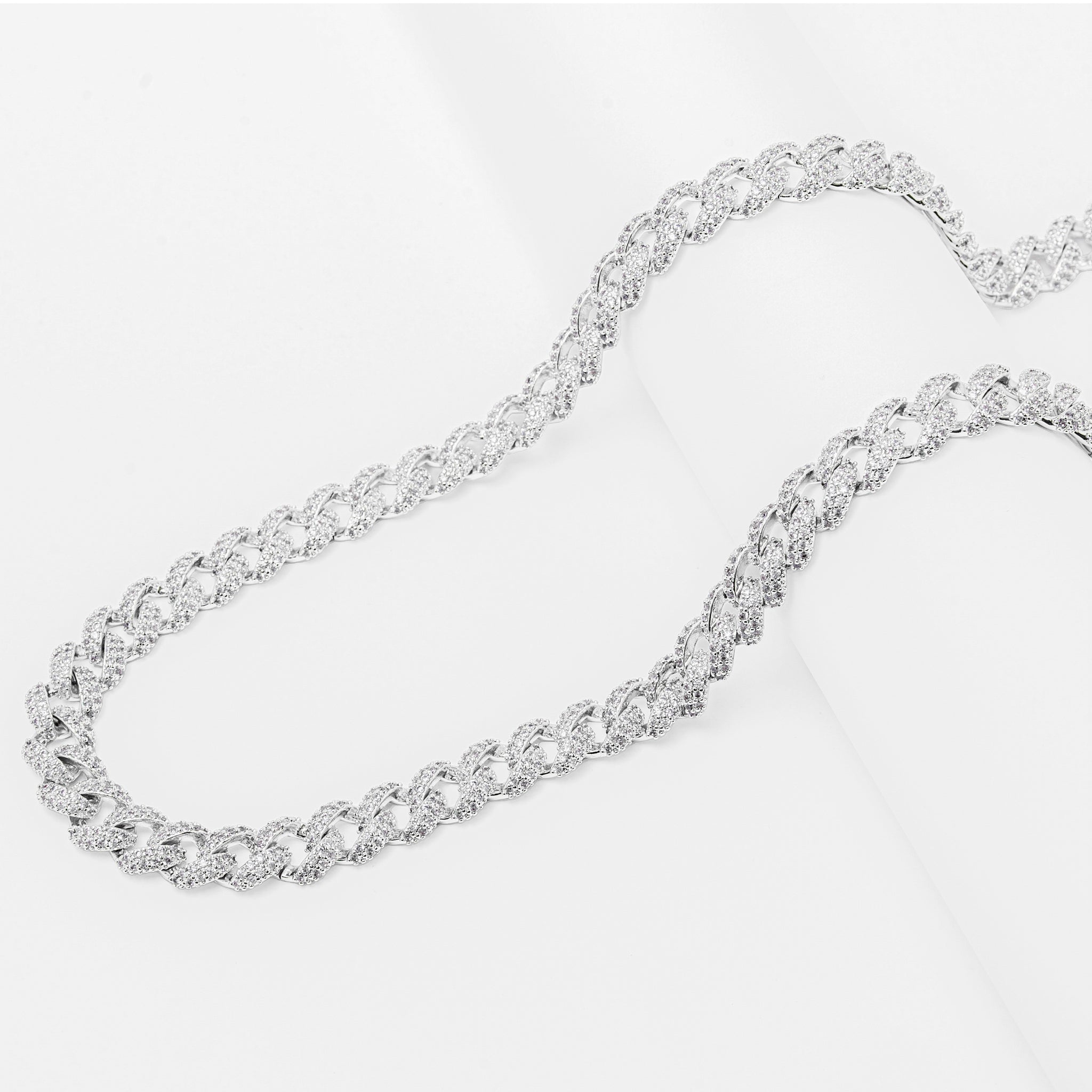 Big Daddy 9MM Diamond Curb Cuban Silver Chain - Chain
