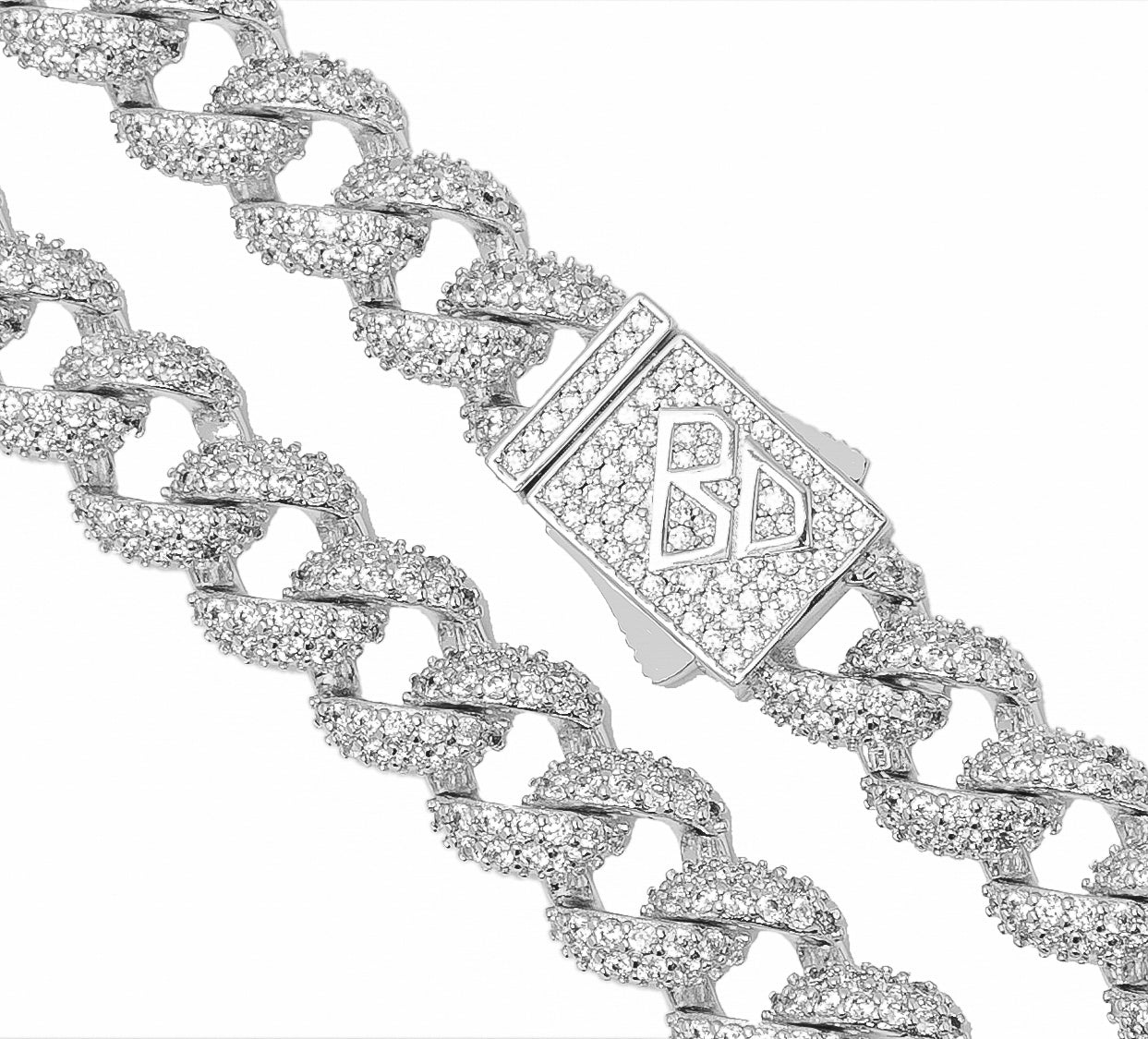Big Daddy 9MM Diamond Curb Cuban Silver Chain - Chain