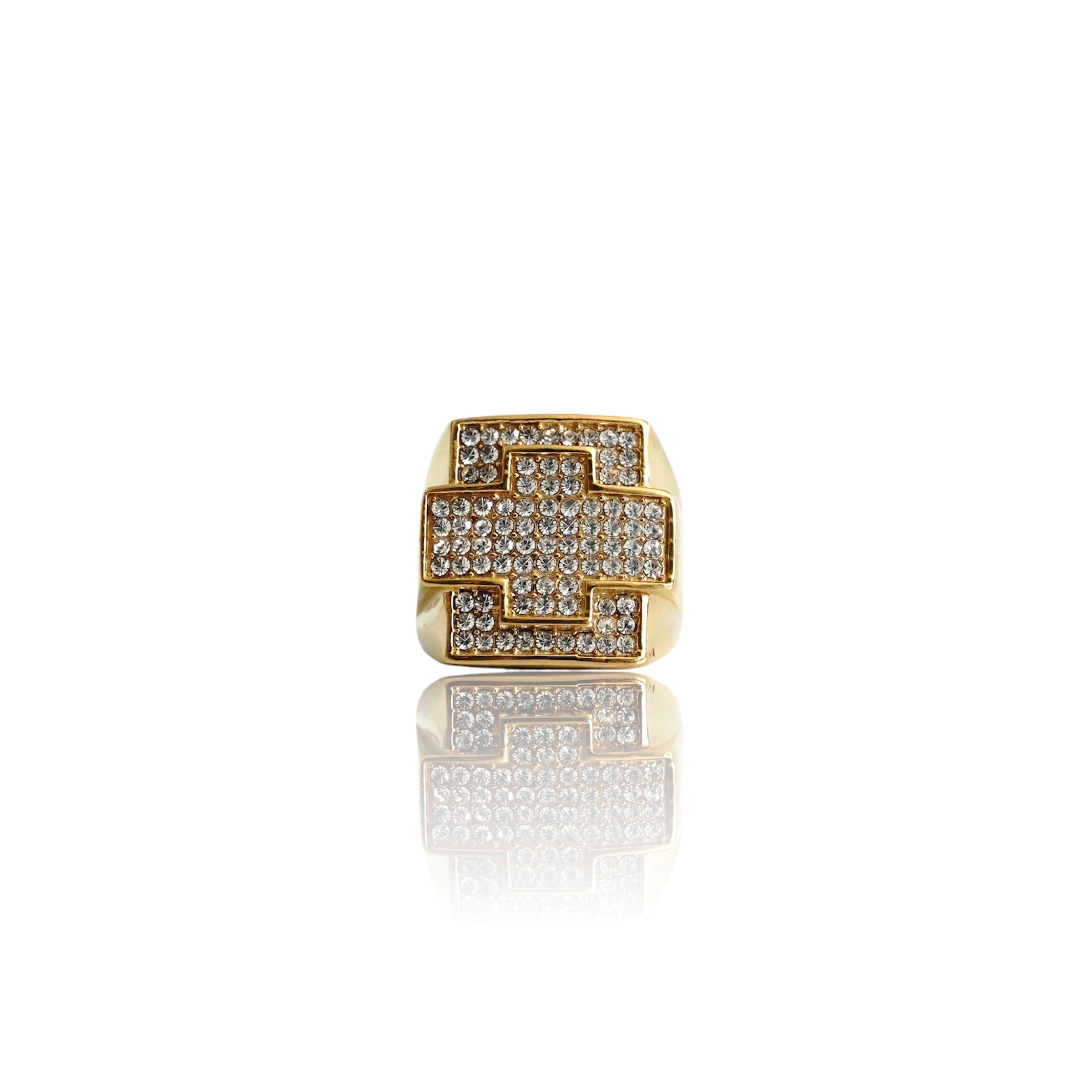 Big Daddy Iced Out Cross Gold Ring - Ring