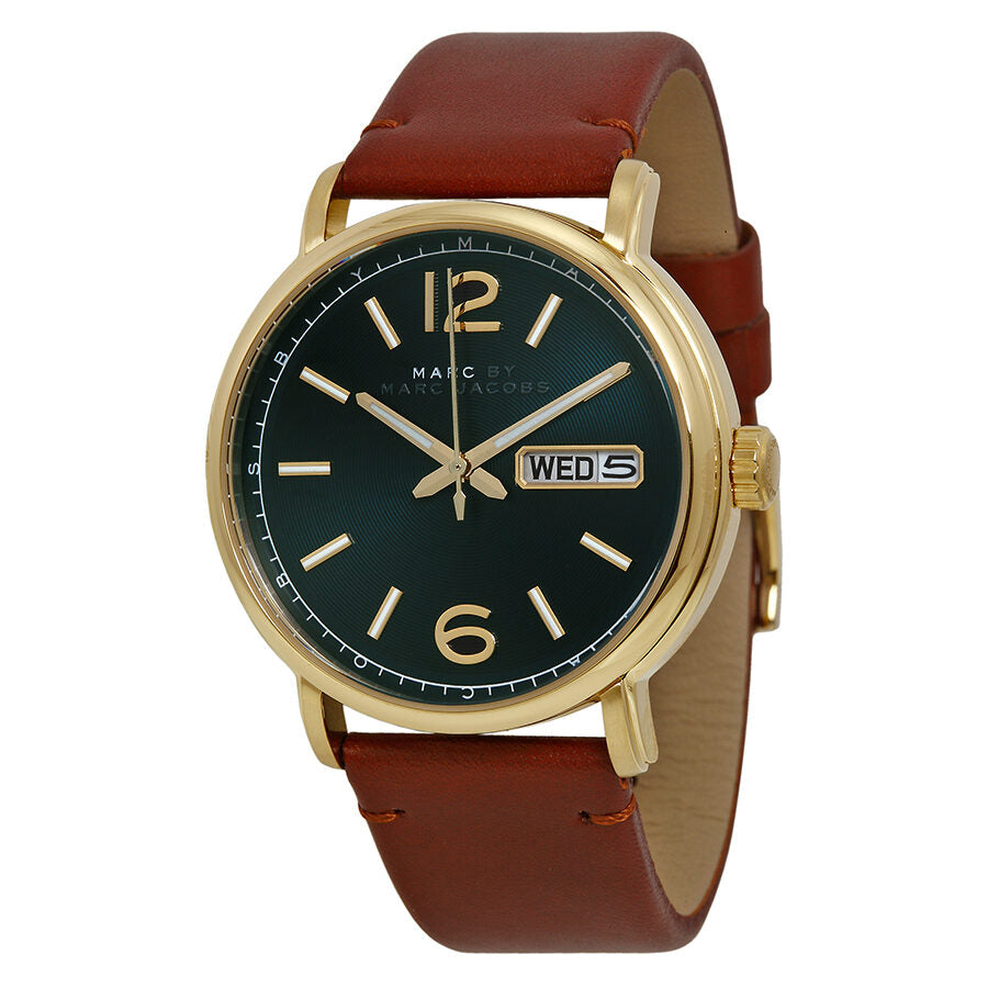Marc By Marc Jacobs Fergus Black Dial Brown Leather Watch MBM5077