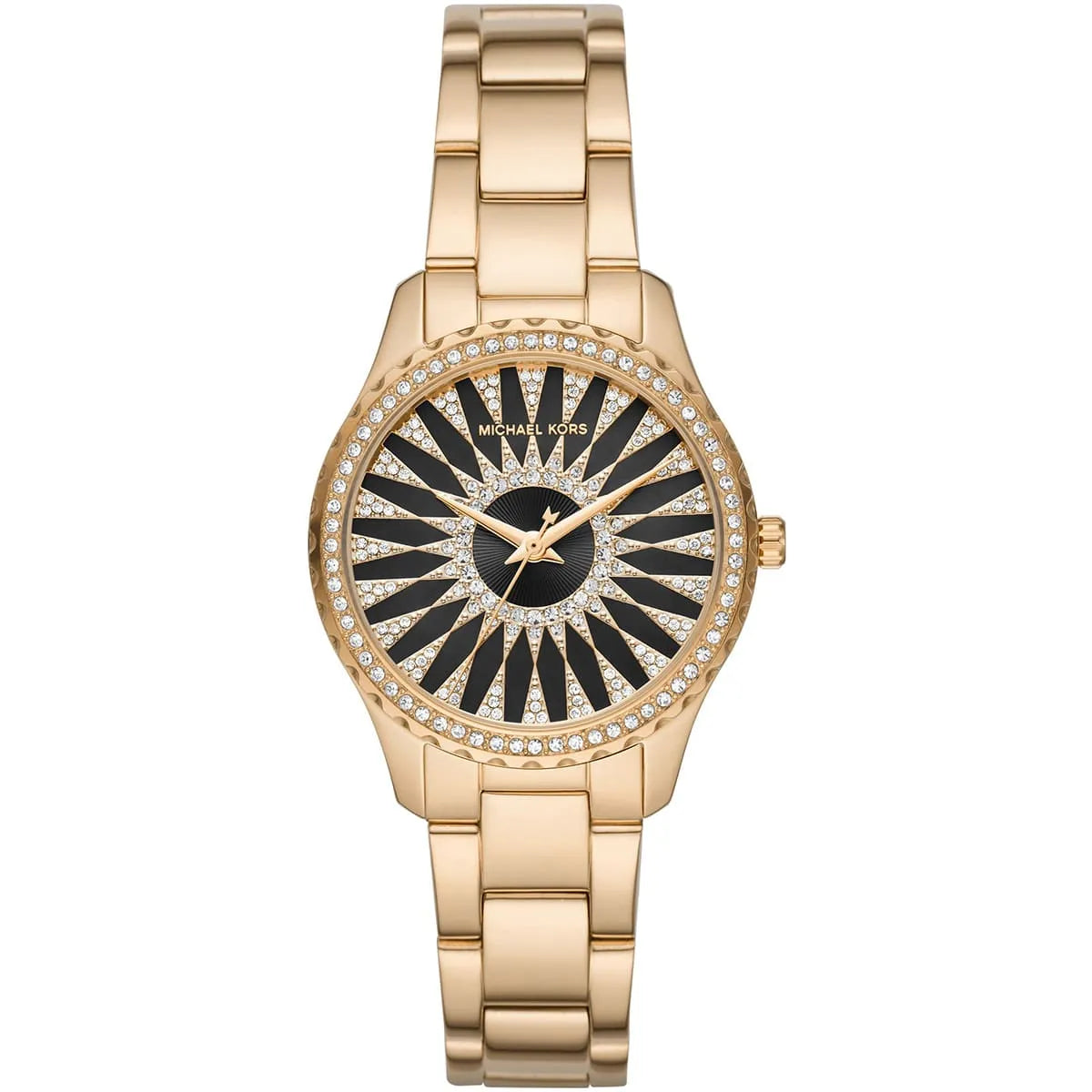 Michael Kors Layton Quartz Black Dial Gold Steel Strap Watch For Women - MK6892